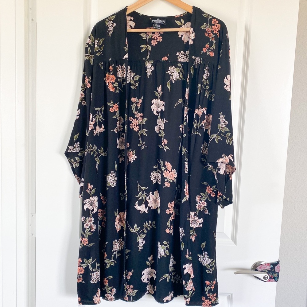 Angie floral print long kimono